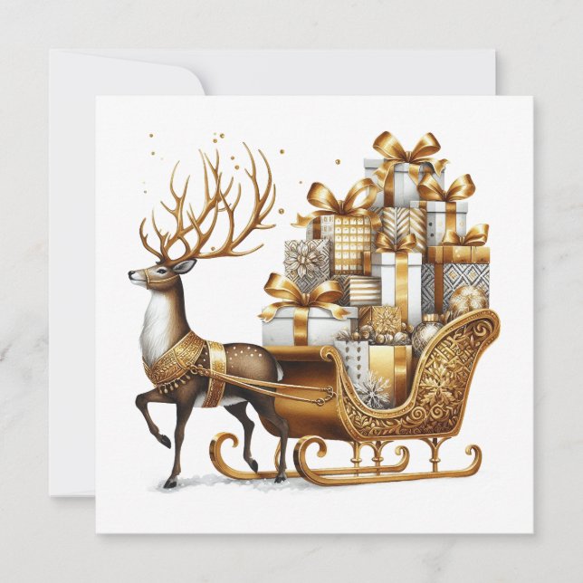 Cartes Pour Fêtes Annuelles Deer with the sleight of Christmas toys