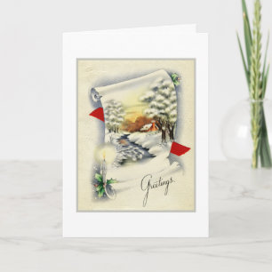 Cartes Pour Fêtes Annuelles Défilement paysage de Noël Vintage