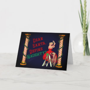 Cartes Pour Fêtes Annuelles Définir Naughty Vintage Pin-Up Fille Noël