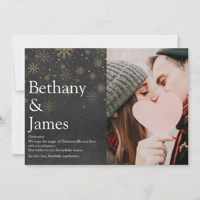 Cartes Pour Fêtes Annuelles Définition Couple Chalkboard Noël Photo (Devant)