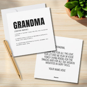 Cartes Pour Fêtes Annuelles Définition de grand-mère avec un message sincère