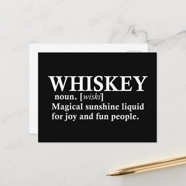 Cartes Pour Fêtes Annuelles Définition Whiskey drôle alcool dire des cadeaux (Devant/Arrière en situation)