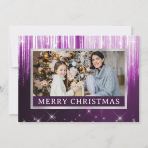 Cartes Pour Fêtes Annuelles Dégradé Violet et Photo de Famille aux Glaçons d'H