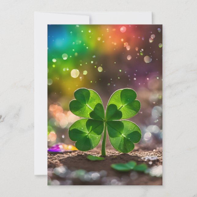 Cartes Pour Fêtes Annuelles Délicat trèfle à quatre feuilles au soleil (Devant)