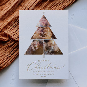 Cartes Pour Fêtes Annuelles Delicate Gold Marry Fiançailles de Noël photo