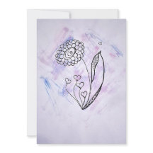 Delicate Hand-Drawn Flower with Hearts 