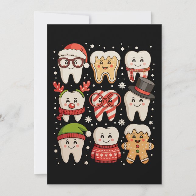 Cartes Pour Fêtes Annuelles Dentaire Noël mignon Dentiste Santa Hat Xmas (Devant)