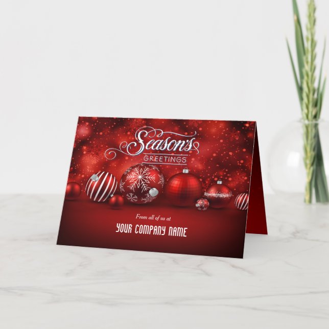 Cartes Pour Fêtes Annuelles D'entreprise rouge d'élégance d'étincelle de Bokeh (Devant)