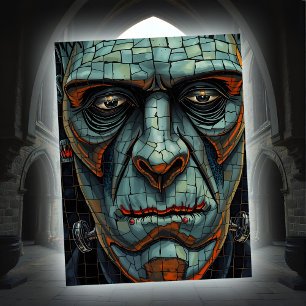 Cartes Pour Fêtes Annuelles Déplaisant Frankenstein Monster Cracked Visage Clo