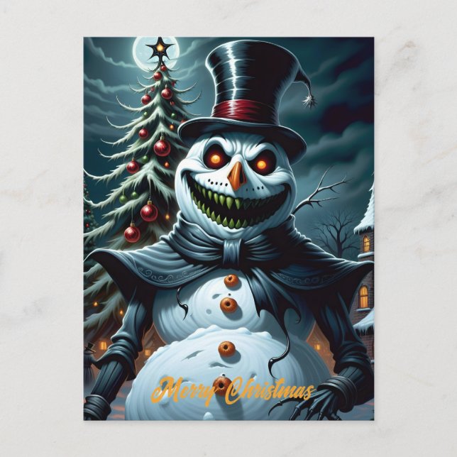 Cartes Pour Fêtes Annuelles Déplaisant Horreur Snowman Noël (Devant)