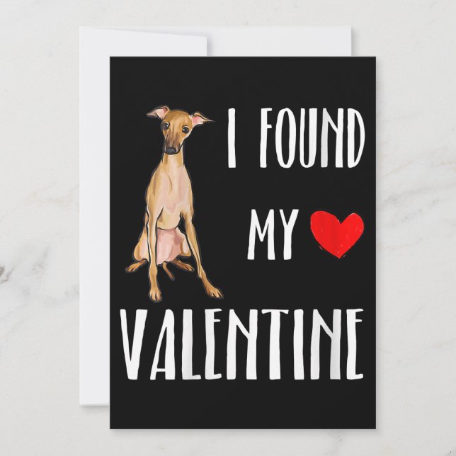Cartes Pour Fêtes Annuelles Des Femmes Ont Trouvé Mon Valentin Italien Greyhou (Devant)