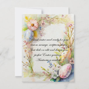 Cartes Pour Fêtes Annuelles Des œufs et des fleurs de Pâques encadrent du papi