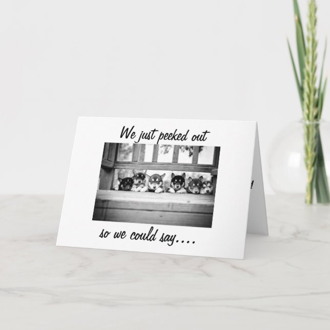 CARTES POUR FÊTES ANNUELLES DES PUPIES HUSKY DISENT QUE VOS VACANCES POURRAIEN (Devant)