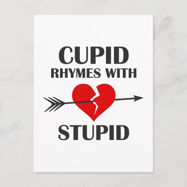 Cartes Pour Fêtes Annuelles Des rimes Cupidantes Avec Des Valentines Stupides (Devant)