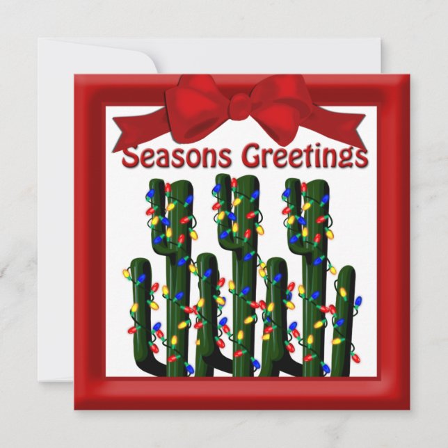 Cartes Pour Fêtes Annuelles Desert Christmas Cactus Tree Flat Salutation (Devant)