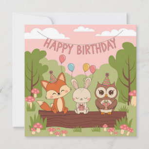 Cartes Pour Fêtes Annuelles Design d'anniversaire des enfants mignons avec ren