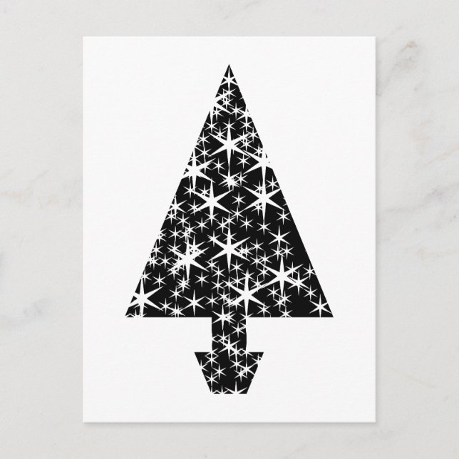 Cartes Pour Fêtes Annuelles Design d'arbre de Noël noir et blanc. (Devant)