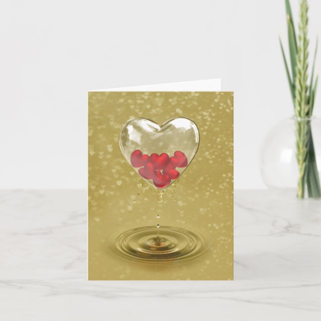 Cartes Pour Fêtes Annuelles Design de coeur en verre romantique (Devant)