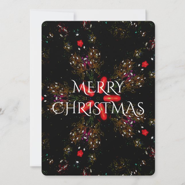 Cartes Pour Fêtes Annuelles Design de fleurs kaléidoscopiques rouge noir et bl (Devant)