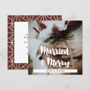 Cartes Pour Fêtes Annuelles Design moderne Marié et Joyeux photo de jeunes mar