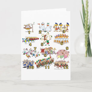 Cartes Pour Fêtes Annuelles dessin animé de la chanson de Noël pendant douze j