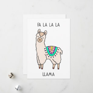 Cartes Pour Fêtes Annuelles dessin animé de llama alpaga souriant