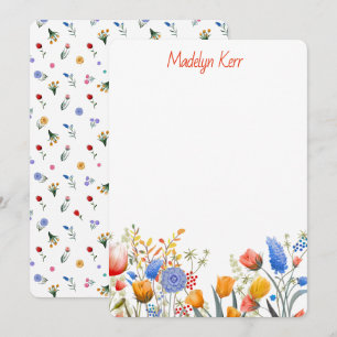 Cartes Pour Fêtes Annuelles Dessin coloré de fleurs sauvages peintes à la main