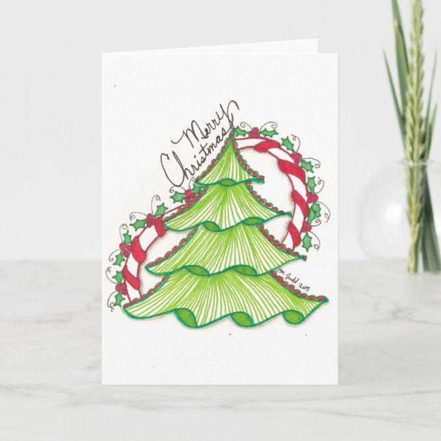 Cartes Pour Fêtes Annuelles Dessin d'arbre de Noël - Beau (Devant)