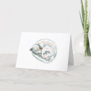 Cartes Pour Fêtes Annuelles Dessin de chat couché