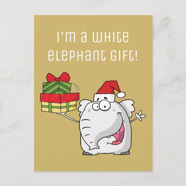 Cartes Pour Fêtes Annuelles Dessin-dessin de l'éléphant blanc Santa Hat (Devant)