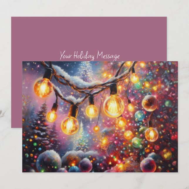 Cartes Pour Fêtes Annuelles Dessin dur Pastel Motifs de Noël (Devant / Derrière)