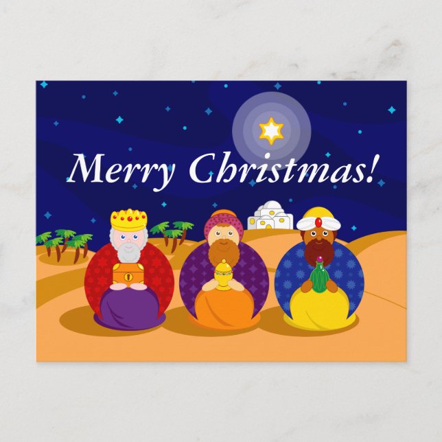 Cartes Pour Fêtes Annuelles Dessin "Les Trois Rois" / "Les Trois Sages", (Devant)