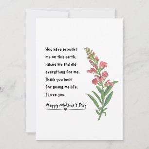 Cartes Pour Fêtes Annuelles Dessin minimaliste Fleur Merci Fête des Mères