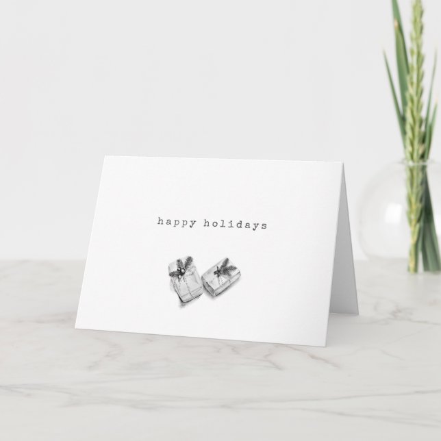 Cartes Pour Fêtes Annuelles Dessin minimaliste noir blanc présente Noël (Devant)
