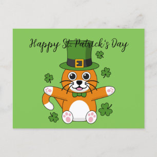 Cartes Pour Fêtes Annuelles Dessin Shamrock de la Saint Patrick's Day Cat   Aj