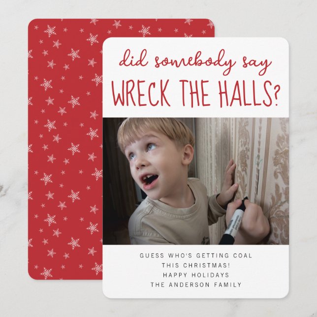 Cartes Pour Fêtes Annuelles Détruisez les salles Photo de Noël drôle (Devant / Derrière)