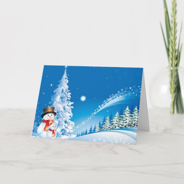 Cartes Pour Fêtes Annuelles Deux bonhommes de neige heureux (Devant)