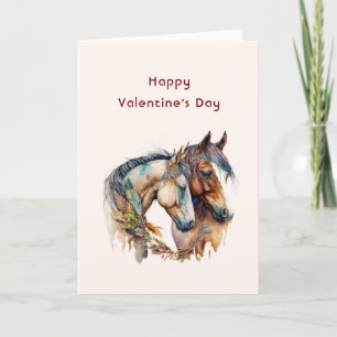 Cartes Pour Fêtes Annuelles Deux Chevaux Mustang Cuddling Saint Valentin