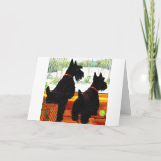 Cartes Pour Fêtes Annuelles Deux Chiens Écossais À Noël