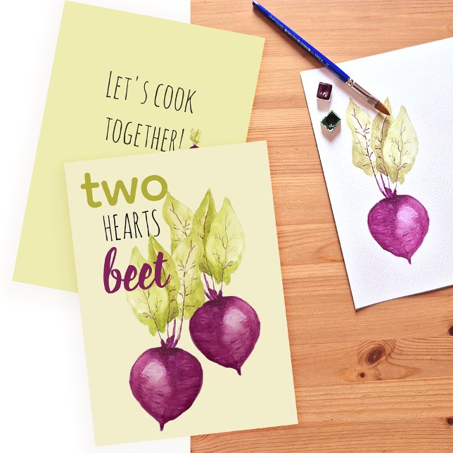 Cartes Pour Fêtes Annuelles Deux Coeurs avec une belle betterave Valentine`s (Créateur téléchargé)