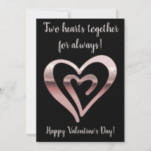 Deux coeurs rose or noir Saint Valentin