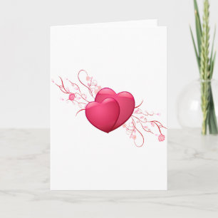 Cartes Pour Fêtes Annuelles Deux Coeurs roses