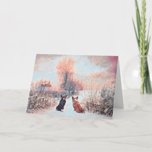 Cartes Pour Fêtes Annuelles Deux Corgis gallois en neige