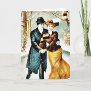 Cartes Pour Fêtes Annuelles Deux couples dansant et un jeune ange assis sur le