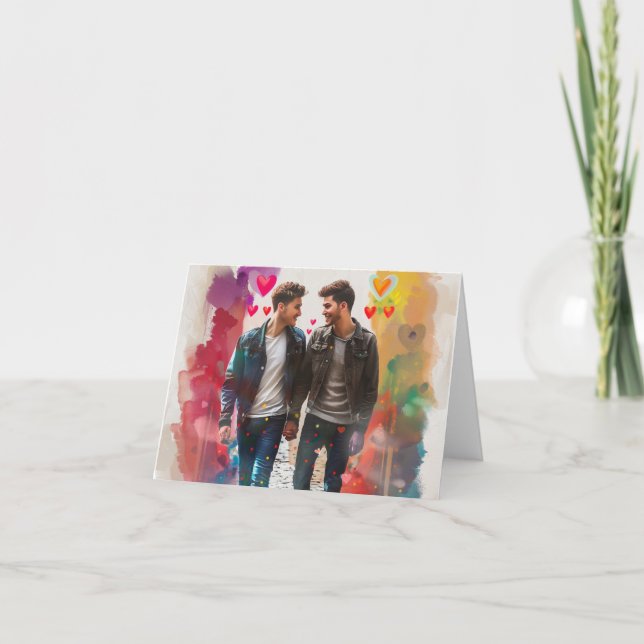 Cartes Pour Fêtes Annuelles Deux garçons Valentine's Day Digital Print (Devant)