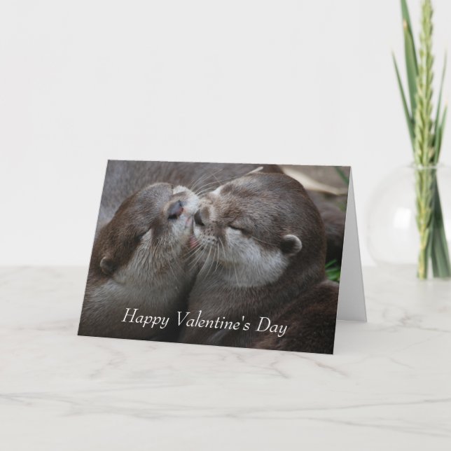 Cartes Pour Fêtes Annuelles Deux loutres adorables - Heureuse Sainte-Valentin (Devant)