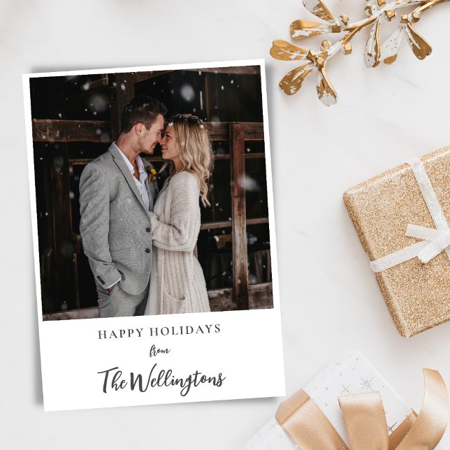 Cartes Pour Fêtes Annuelles Deux Mariage photo Couple Script Salutation de Noë (Créateur téléchargé)