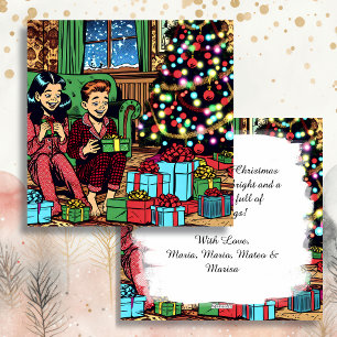 Cartes Pour Fêtes Annuelles Deux mignons enfants Vintages Noël Personnalisé