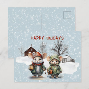 Cartes Pour Fêtes Annuelles Deux Mims Mignons À La Ferme Joyeux Fêtes