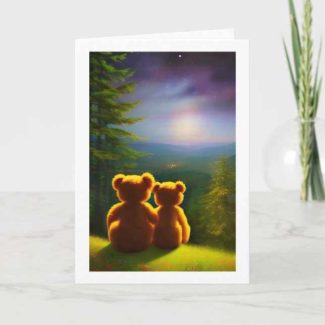 Cartes Pour Fêtes Annuelles Deux Nounours en étoile (Devant)